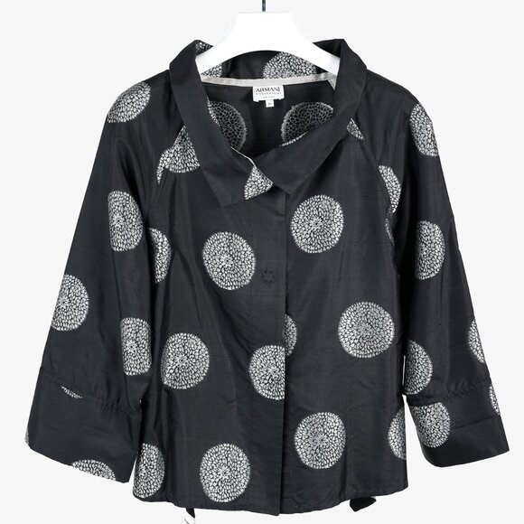 Armani Collezioni Black Shantung Mandala-Jacquard Jacket - Picture 1 of 10